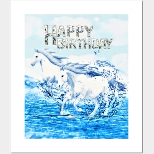 Angelic Horses Birthday Greeting Posters and Art